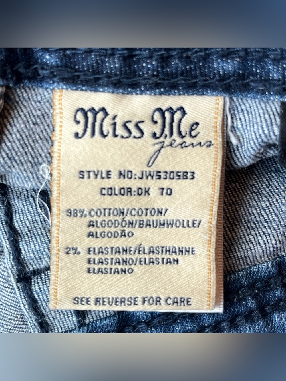 Miss Me Cut Off Jean Shorts Size 28 Embellished Rhinestone Bling Flap Pocket - Picture 7 of 8